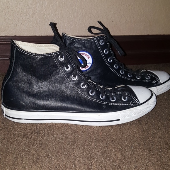 🖤Black Leather All Star Hi-Tops🖤 - Picture 3 of 5